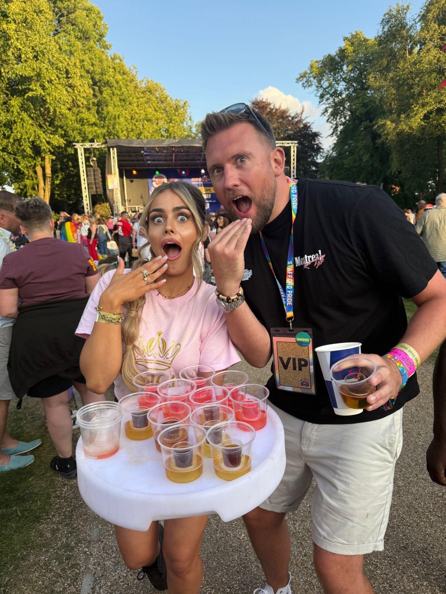 Reign shot seller with VIP guest at Stafford Pride